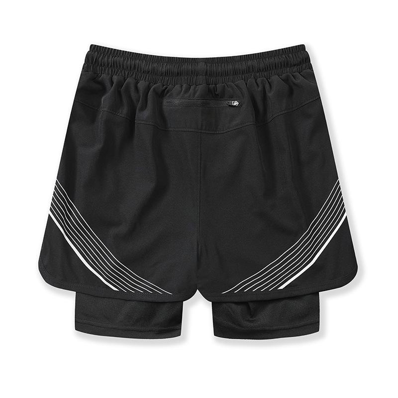 Men's Quick-Dry 3/4 Running Shorts with Phone Pocket, Layered Design, Anti-Exposure Fitness Pants for Morning Runs.