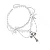 Sweet and Cool Bowknot Choker Unique Crosses Pendant Necklace with Pearls and Bowknot for a Fashion Statement