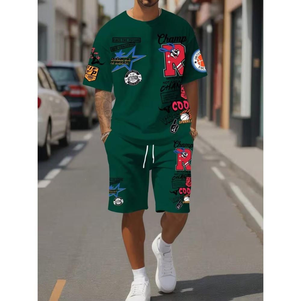 3D Digital Printing T-Shirt Teen Men's Short Sleeve Suit Versatile Breathable