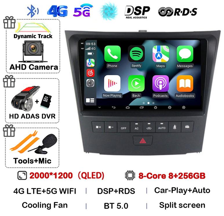 Android 14 Carplay For Lexus GS300 S190 GS350 GS400 GS430 GS450h GS460 GS 300 III 3 350 2004-2011 Car Radio Multimedia Stereo 4G