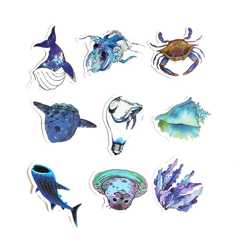 10 30 50Pcs Blue Sea Creatures Stickers Waterproof Skateboard Motorcycle Guitar Luggage Laptop Bicycle Sticker Kids Toys