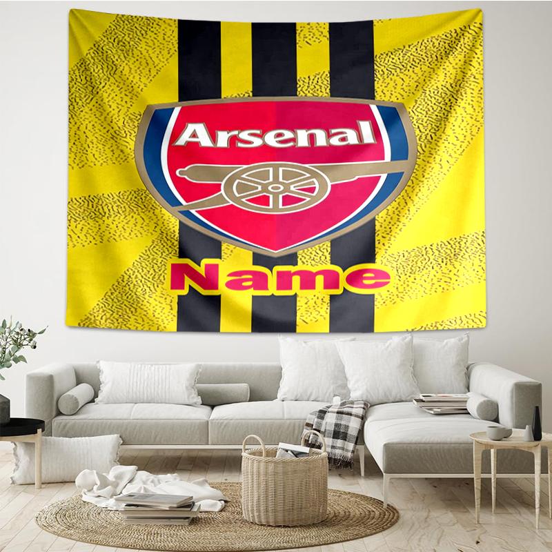 Custom Name Arsenal F.C Print Tapestry, Backdrop, Easy Setup, Ideal for Bedroom, Office & Living Room, with Aesthetic Wall Hanging Decor.