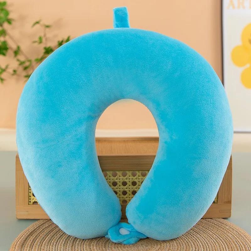 New in Minimalist Plush U-shaped Pillow Neck Airplane Pillow Traveling Car Home Office Neck Flight Pillow Snap Strap Soft Cover