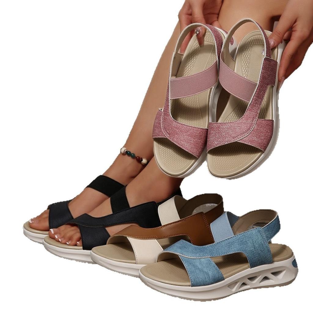 2025 foreign trade summer new women's platform sandals large size soft sole casual fish mouth platform beach sandals