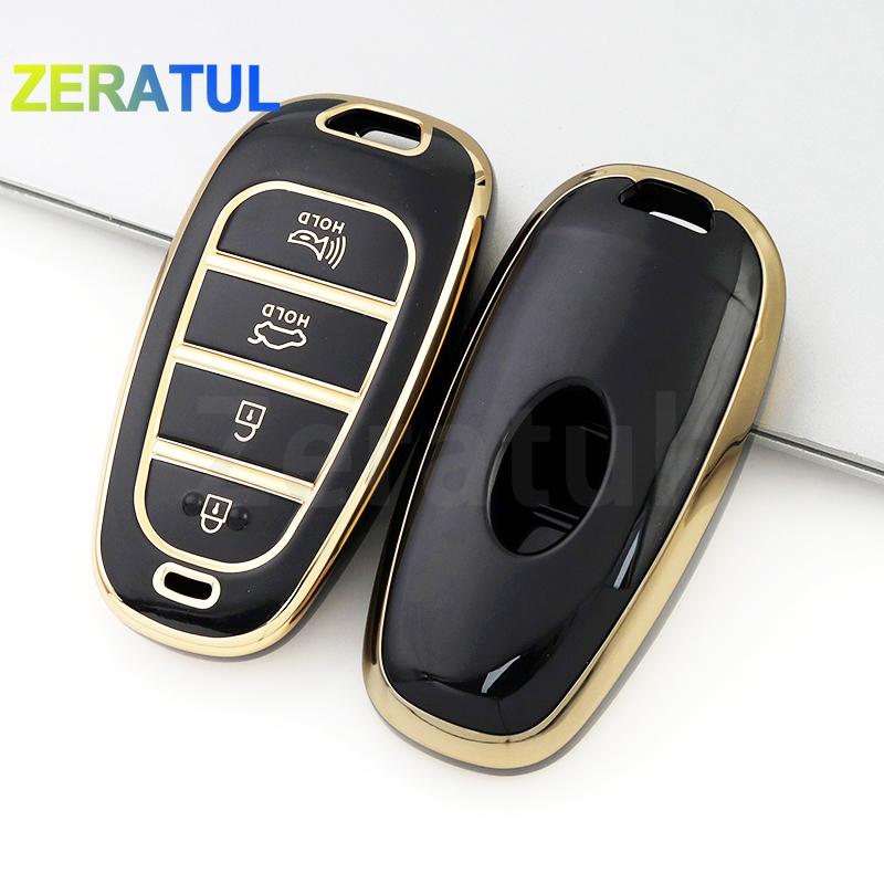 4 Tasten TPU Auto Schlüsselhülle Abdeckung Für Hyundai Santa Fe Tucson Nexo Nx4 Atos Prime Solaris Schale Schlüsselanhänger Halter Zubehör