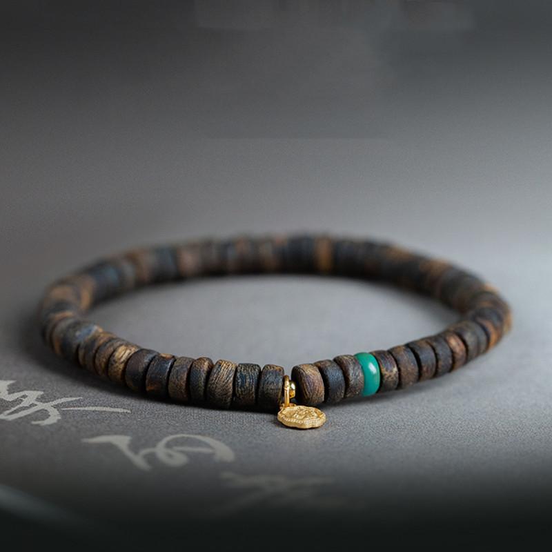 

Nanyanjiang Qinan Agarwood Bracelet, Irregular Shape Qi Nan Bracelet, Black Full-Oil Single-Loop Bracelet, Unisex Vintage Versatile Style