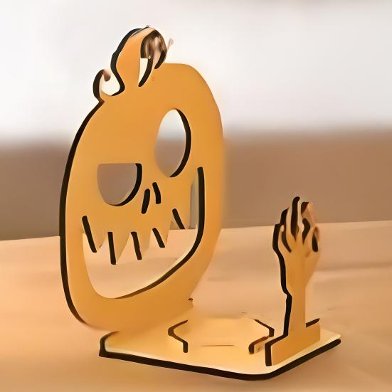 Halloween Shadow Candle Holder Funny Shadow Stand Candlestick with Witch Skeleton Pumpkin Cat Silhouette Holiday Table Centerpiece
