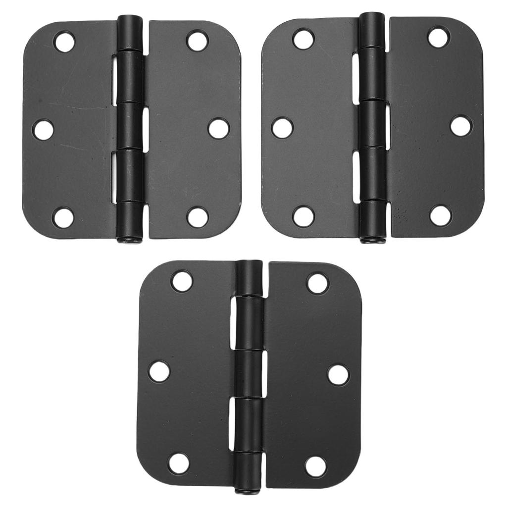 Rounded Door Hinges 3.5 Inch 5/8 Radius Matte Black Exterior Interior Door Hinges for Doors Office