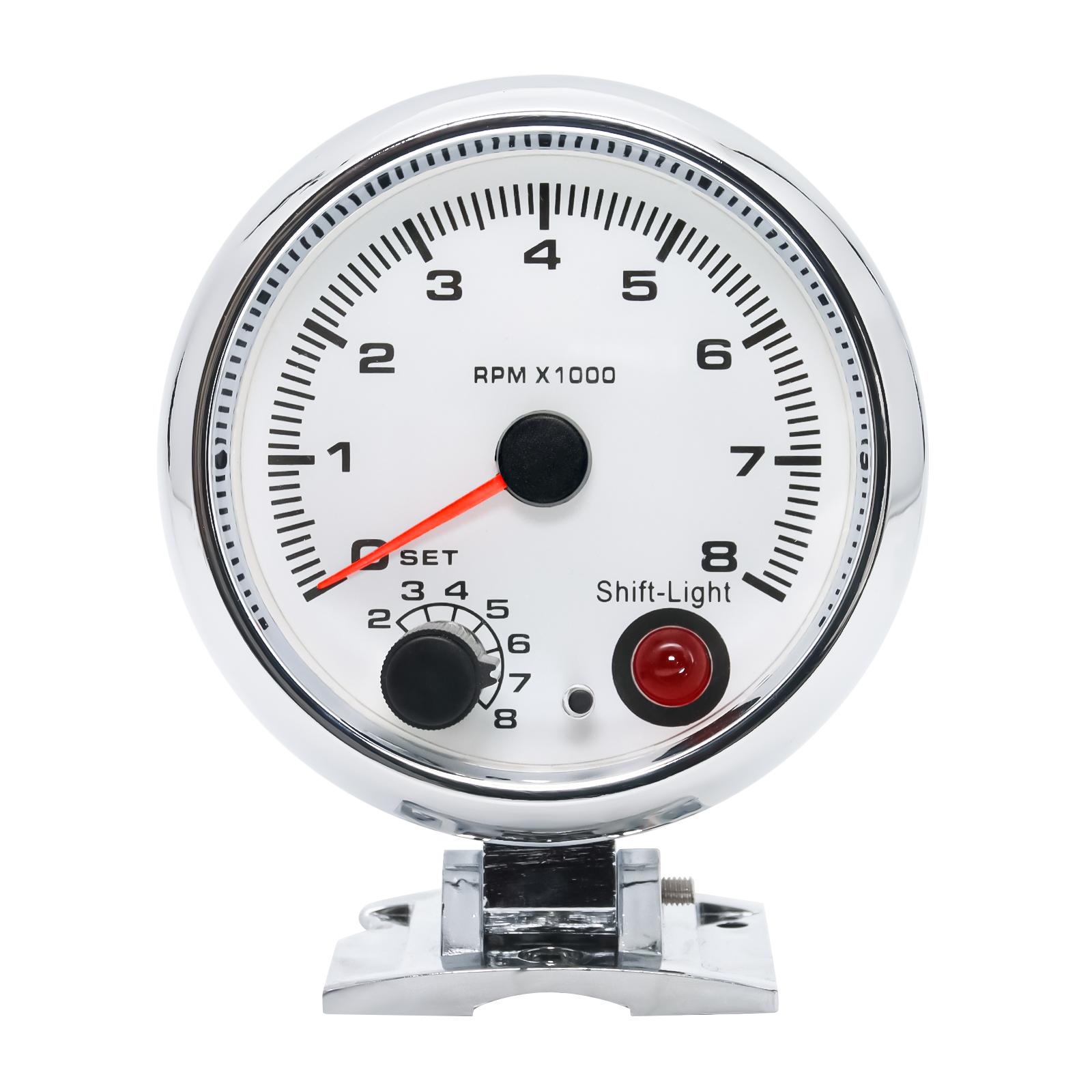 AD 95MM Auto Tachometer 0-8000 RPM Meter Gauge with Inter Shift Light 7 Color Racing Meter Tacometro Moto Motorcycle
