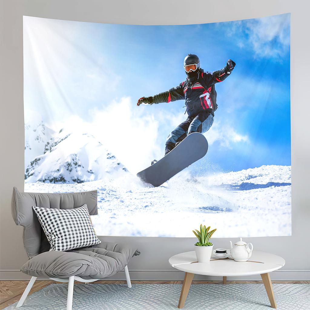 Winter Snow Mountain Tapestry Extreme Skiing Tapestry Natural Scenery Tapestry Home Living Room Bedroom Dorm Decor Tapestries