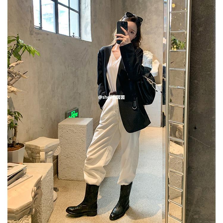 [Sheei Su Yinyin] Burke Highway~ Vzor umytého koně V-výstřih Westernové boty Silný podpatek Kotníkové boty Dámské pouštní boty