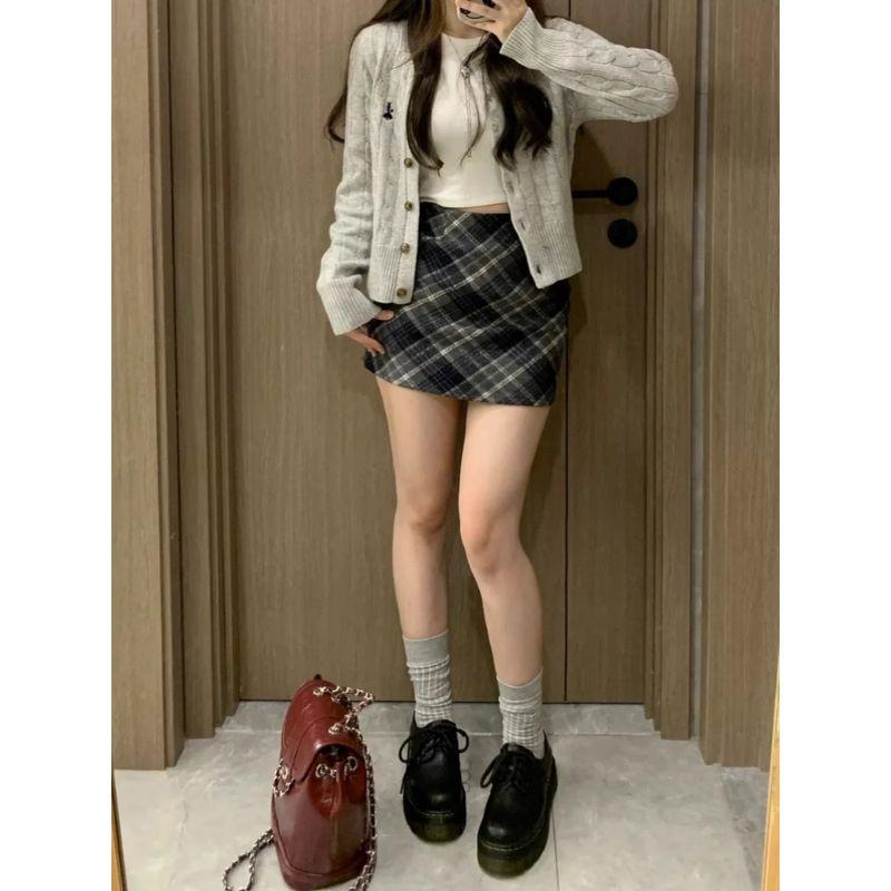 Knitting Cardigan 2024 Autumn and Winter Preppy Style Thick Hemp Flowers