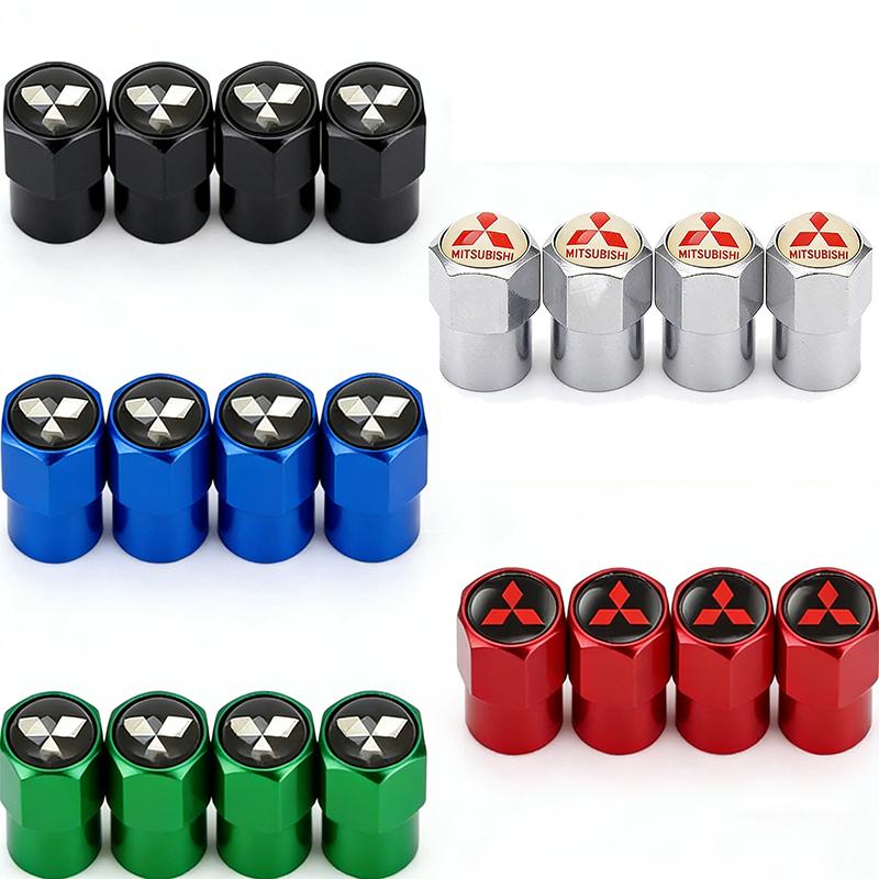 4pcs Car Tire Valve Stem Cap Wheel Air Cover for Mitsubishi Ralliart Pajero Lancer ASX Colt Outlander Eclipse Delica Colt AJ3