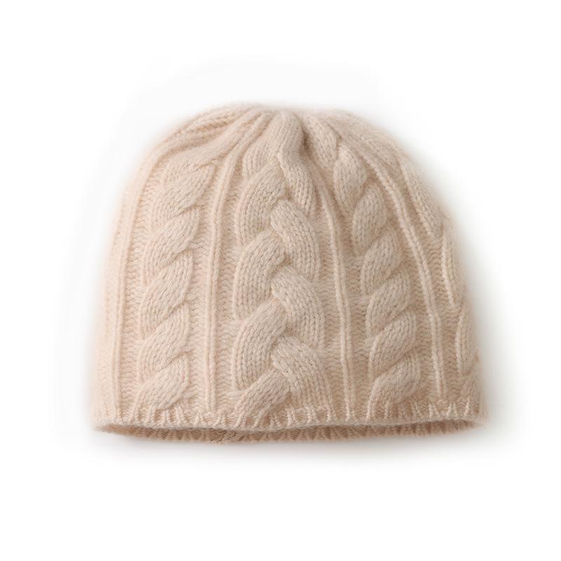 Cashmere Hat Autumn and Winter New Style Women's Fashion Casual Ear Protection Pile Hat Twisted Solid Color Knitted Hat