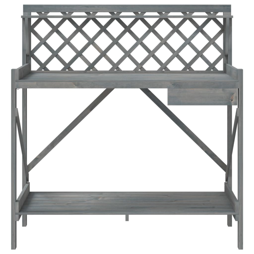 Vidaxl Garden Table With Trellis, Grey, Solid Fir Wood