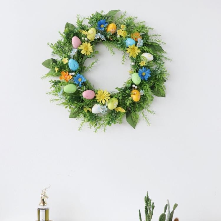 Easters Door Wreath with Artificial Flower and Eggs Delicate Easters Wreath with Faux Flower and Eggs for Holiday