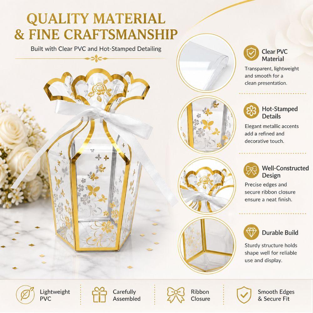 10pcs Vase Shape Party Gift Box Hot Stamped PVC Gift Box Gift Packaging Box  Birthday Gift