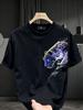 Sparkling Crystal Water Leopard Print Oversized Tshirt Men 100 Cotton Hip Hop Loose Short Sleeve Summer Cool Animal Tee