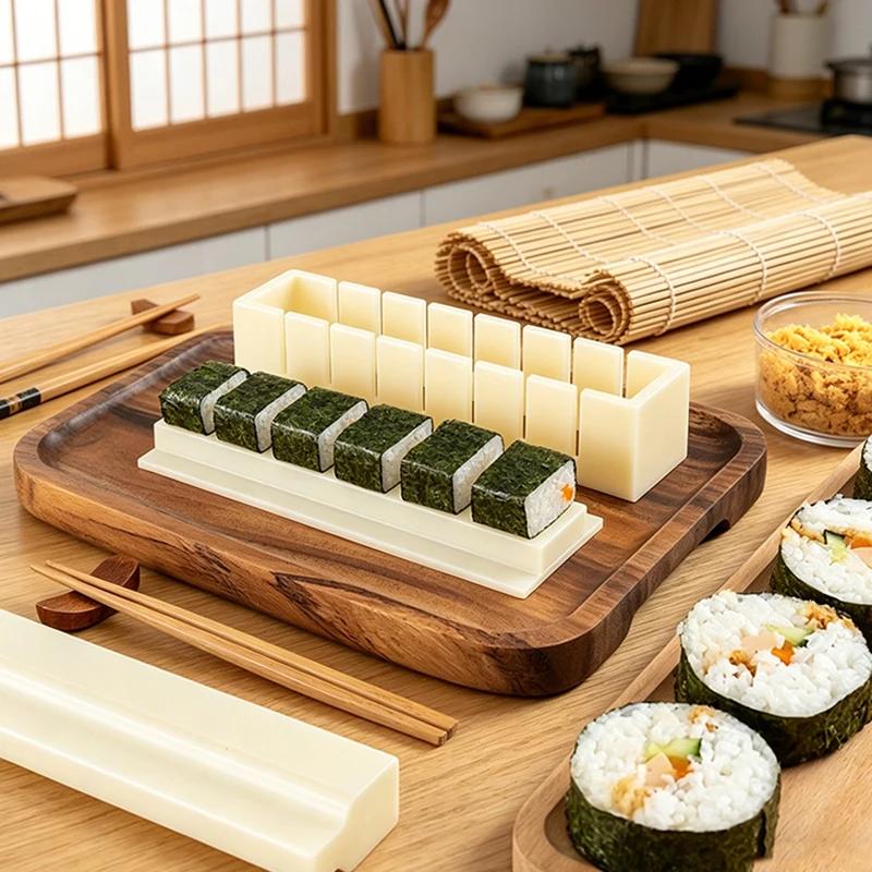 Make Sushi Machine Cutter Sushi Maker Kimbap Sushi Rolls Mold Round Square Heart-shaped Onigiri Molds Rice Balls SSGJ006