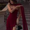 European-American Women's Strapless One-Shoulder Sleeveless Fashion Dress