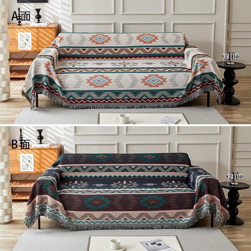 Double Sided Pattern Cartoon Sofa Cover Beds Blanekets Throw Blanket Picnic Mat With Tassel Sofa Bed Universal Decorative S006