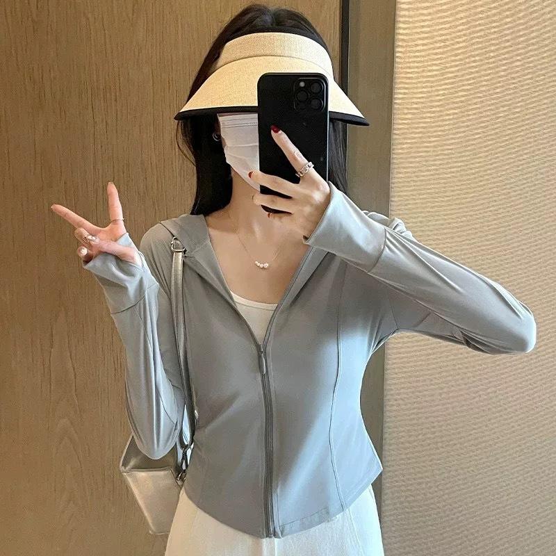 

Quality ice silk sunscreen clothes women s summer thin waist slim slim yoga clothes short jacket top 2xl [ 65-70kg ]
