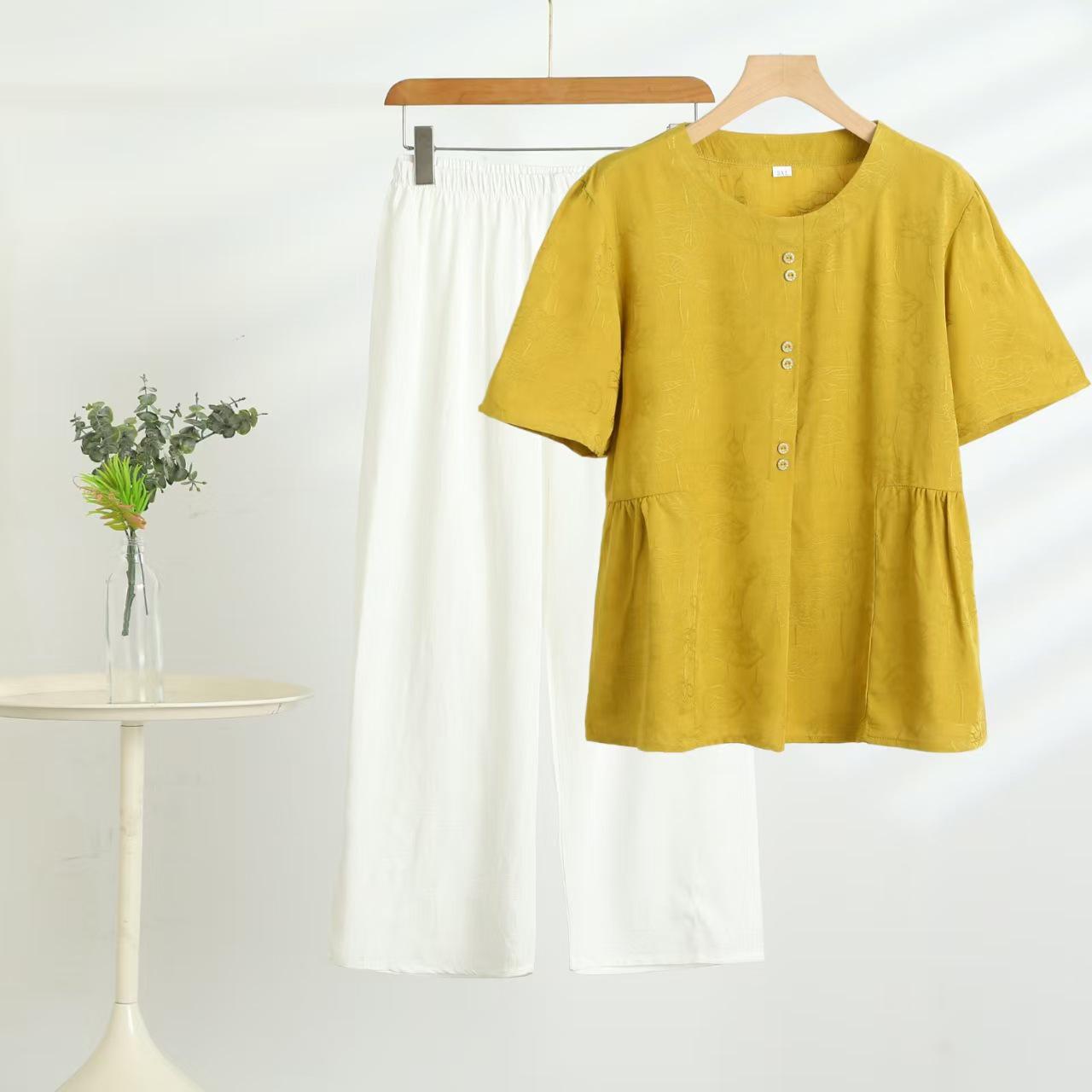 

2025 Районный женский летний комплект на пуговицах, повседневный, удобный 4XL