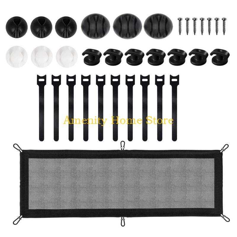 F26C Under Desk Cable Management Pocket Efficient Under Desk Wire Organizers Storage Holder for Secure and Neat Spaces