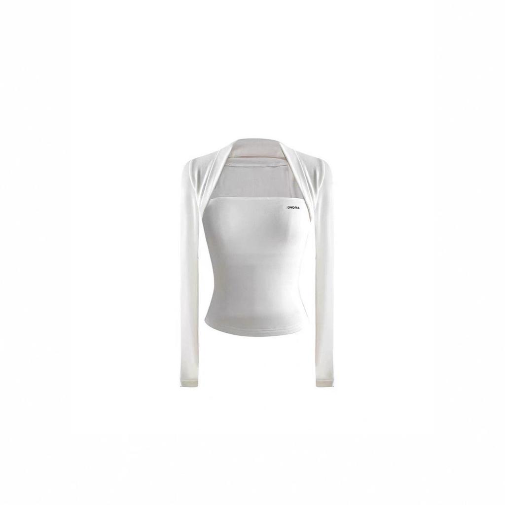 High Version Square Neck Halter Letter Print Slim Fit Long Sleeve T-Shirt - Bestselling Base Layer.