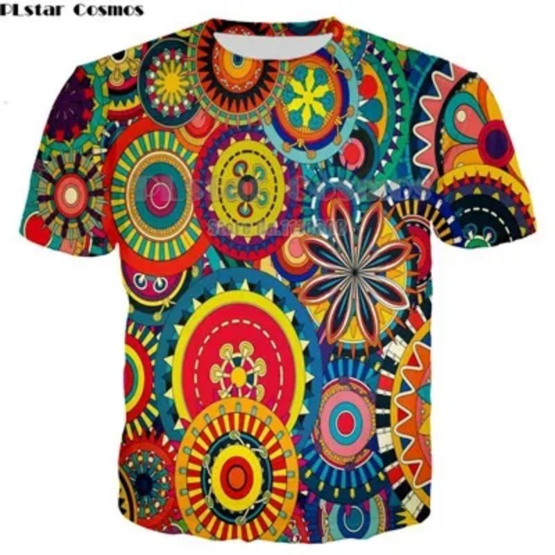 Men's T-shirts Colorful Trippy 3D Printed Shirts Summer Fashion Psychedelic Elephant T-shirts Hip-hop Prints Shirt