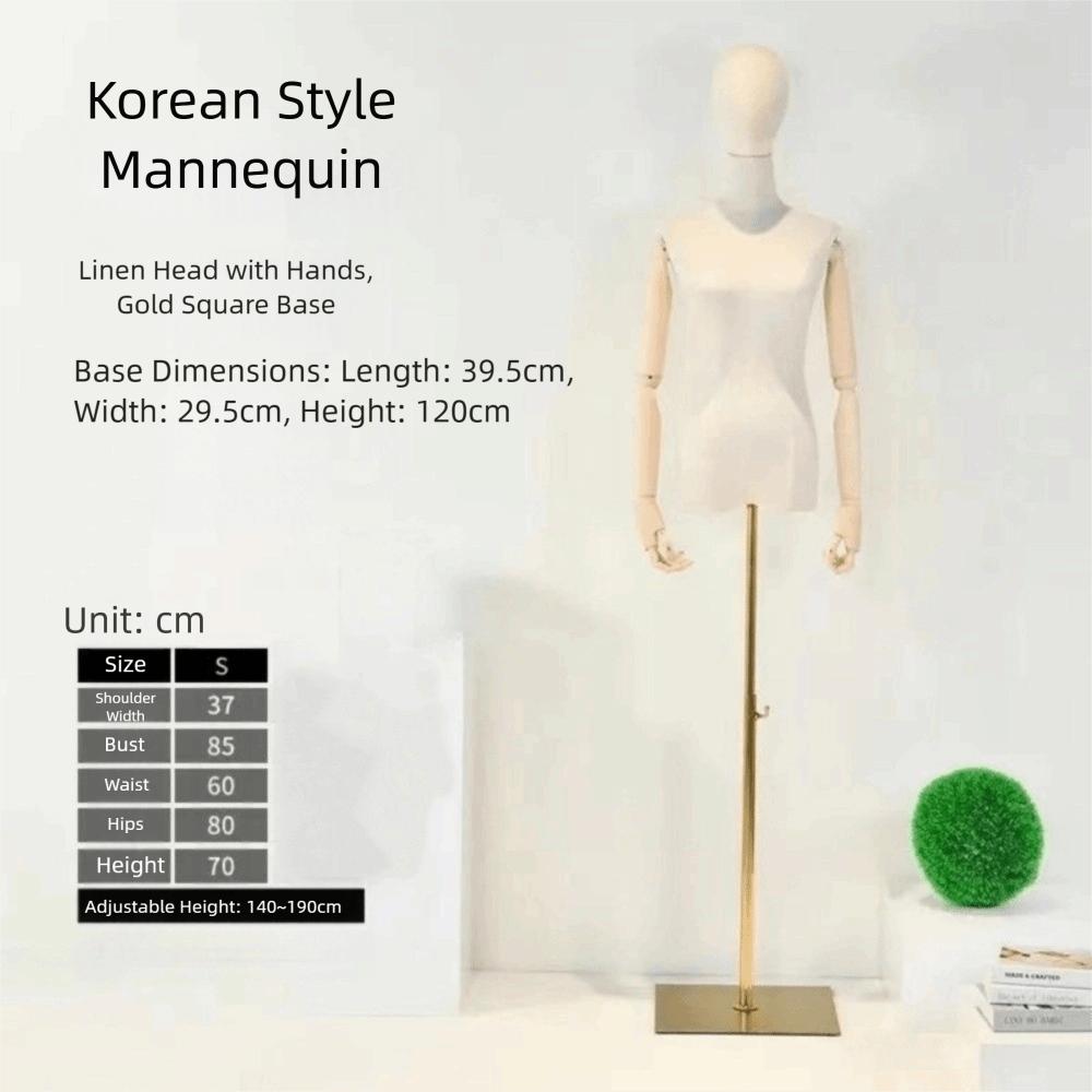 Adjustable Clothing Store Mannequin Steel Base Half-length Clothings Model with Cotton Fabric Display Stand