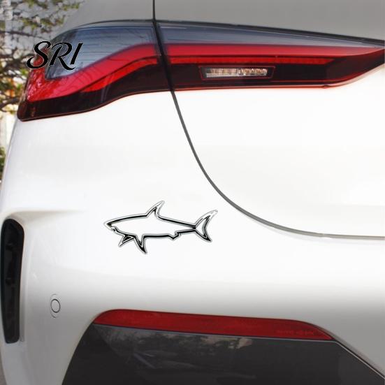 Electric Vehicle Decal Zinc Alloy Shark Car Sticker 3D Hollow Out Animal Non-fading for Side Creative Badge Motorcycle Vehicles Easy Stick