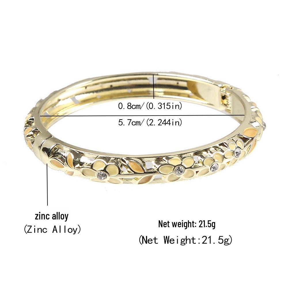 Retro Chinese Ethnic Style Enamel Bracelet with Floral Inlays and Artistic Open Design