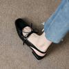 Fashion Bowknot Baotou Patent Leather Sandals Women New Summer French Retro Chunky Low Heel Sandales Femme Red Mary Jane Women's Shoes