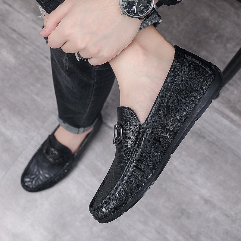 Doudou Shoes Men's Autumn Casual Leather Shoes Soft Sole One Pedal Men's Shoes Lazy Breathable