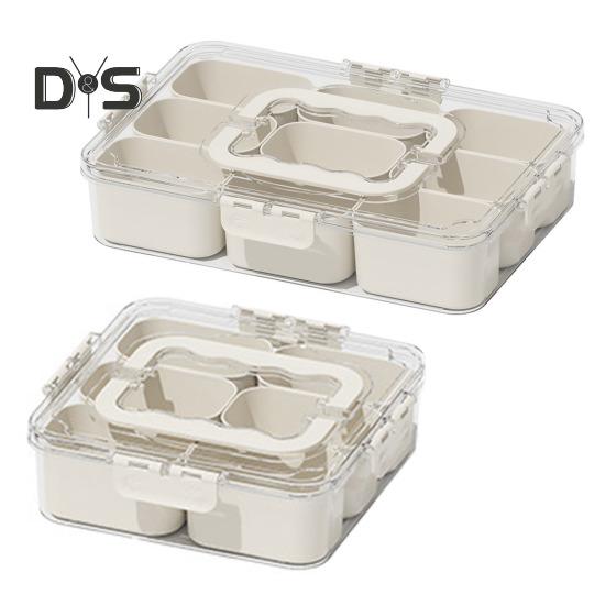Contenedor para refrigerios con múltiples compartimentos, diseño de tapa transparente sin BPA, organizador para refrigerador, caja de almacenamiento de alimentos