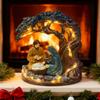 Sacred Nativity Scene Under Tree Resin Sculpture Decoration with LED Lighted for Christmas Home Tabletop Decors Ornament
