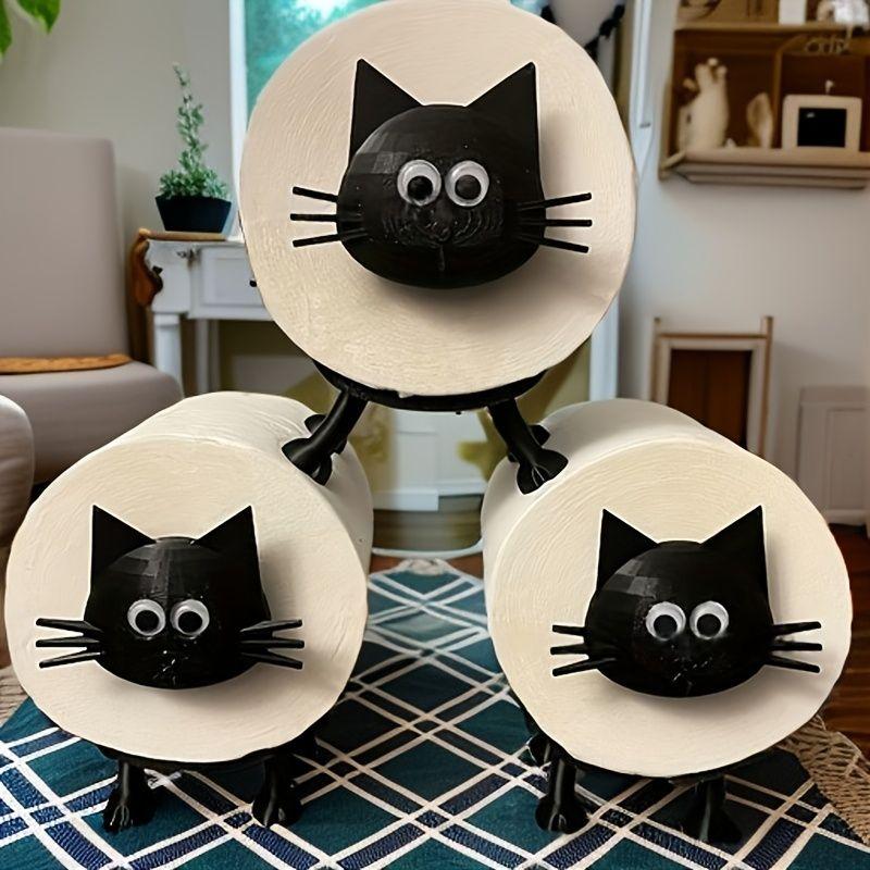 Cat Toilet Roll Holder, Toilet Paper Holder, Funny Toilet Paper Holder, Bathroom Decor, 3D Printed Black-Cat Loo Roll Holder,Paper Towel Roll Storage