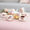 European Porcelain Coffee Set, Bone China Tea Set, Vintage Floral Coffee Tea Pot with Cups