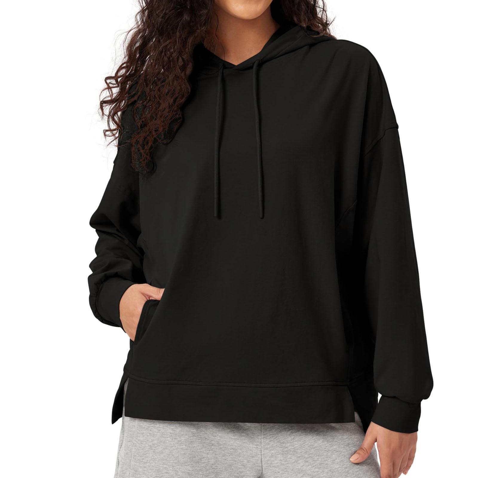 Женская модная спортивная одежда с круглым вырезом и длинными рукавами, полосатая толстовка M чёрный