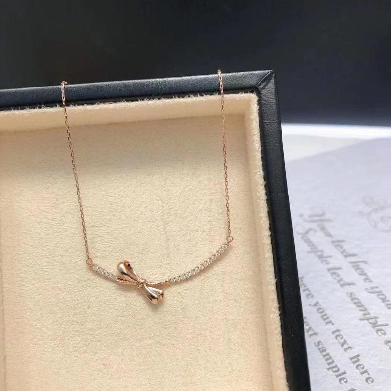 2024 New Smile Necklace Niche Design Bowknot Clavicle Chain 925 Silver Women's Party Jewelry Temperament All-match
