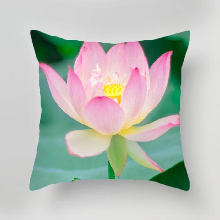 

Декоративная наволочка с рисунком цветка лотоса для гостиной, спальни, квадратная подушка, наволочка 40x40cm