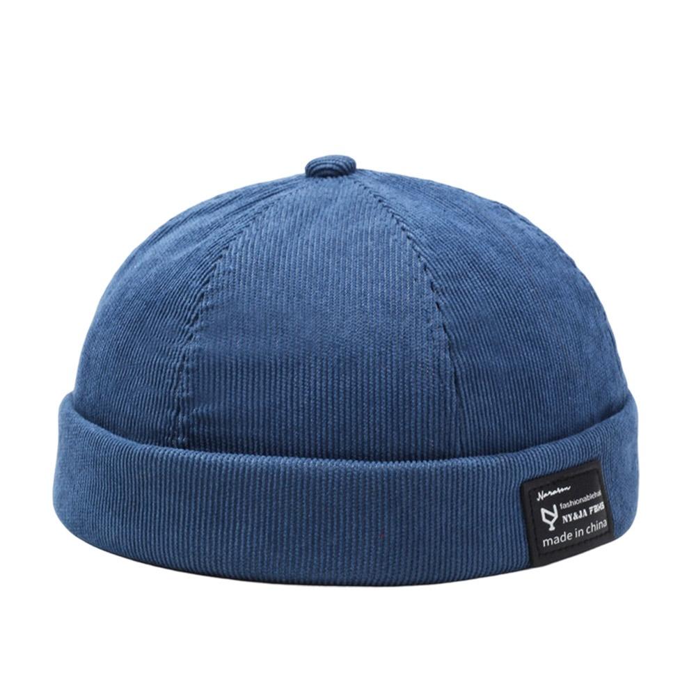Fashion Hip Hop Beanie Street Hat Casual Corduroy Brimless Docker Cap Adjustable Letter Vintage Dome Hat Outdoor