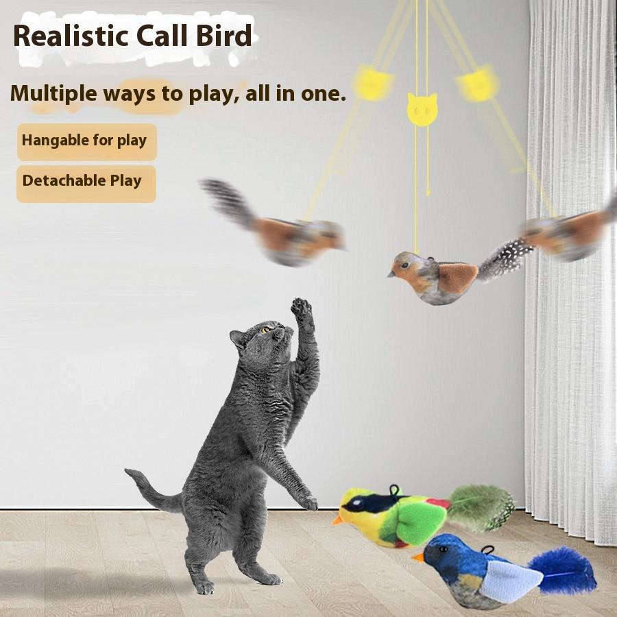 Simulation calling bird cat toy cat self-hi toy sounding bird teasing cat stick catnip toy pet supplies