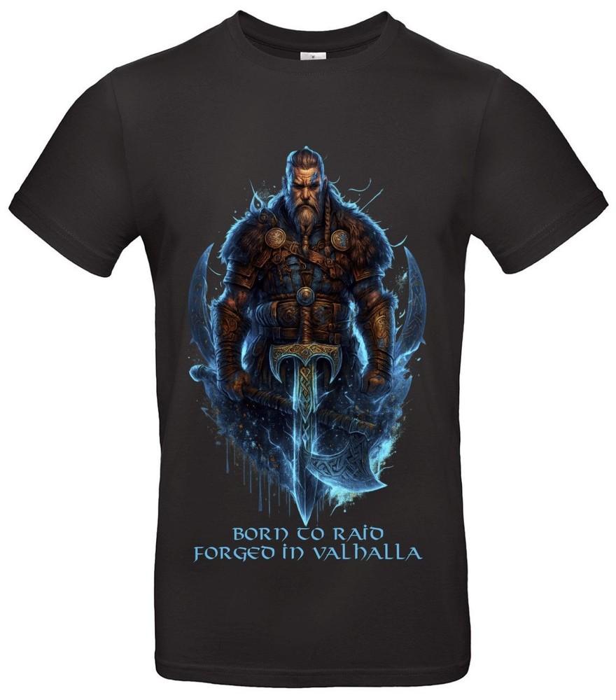 

Viking T Shirt Born to Raid Forged to Valhalla Vikings Mens Womens Gift Unisex T-Shirt S