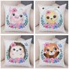 Cartoon Bird and Leaves Pillow Case Decor Cute Animal Lion Cushion Cover for Children Room Sofa Home Plush Pillowcase 45x45cm