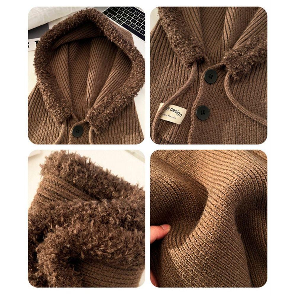 Plush Knitted Hat Neck Protection Lace-up Hat New Hood Scarf  Autumn Winter
