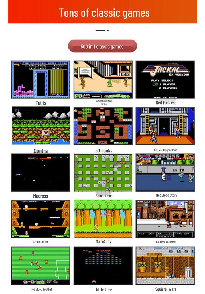 G5 Handheld Game Console: Classic 500-in-1, Colorful, Portable, Nostalgic Gaming Experience