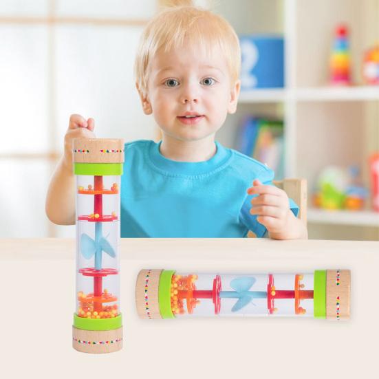 Jucărie Picături de ploaie cu mărgele Producător de ploaie Agitator tubul senzorial pentru dezvoltare Bebeluși Copii mici Zrăgănitoare de ploaie Muzical