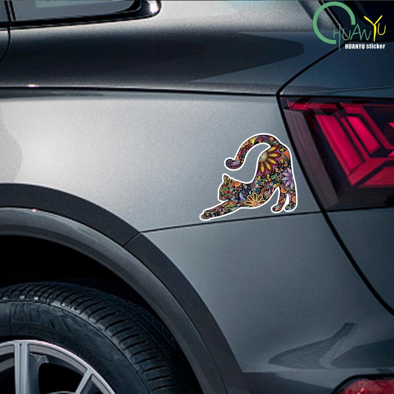 Colorful pattern cat  art stickers, car windows, motorcycle bumper stickers, waterproof reflective stickers